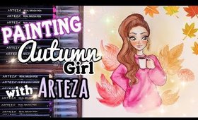 DRAWING AUTUMN GIRL with New ARTEZA BRUSHES + GIVEAWAY!