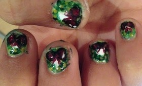 Christmas Wreath Nail Art!!