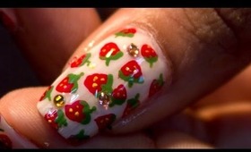 How to draw Mini Strawberry's on Your Nails..& (DIY nail art tool)