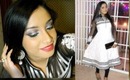 Diwali makeup and outfit...(Black and silver smokey eye with bold red lip look tutorial)