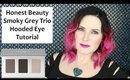 Honest Beauty Smoky Grey Trio - Quick & Easy Hooded Eye Makeup Tutorial & Swatches - Cruelty Free