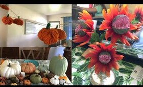 Dollar Fall DIYS: Audrey II From LSOH Plants & Pumpkin Yarn Garland | September 2018