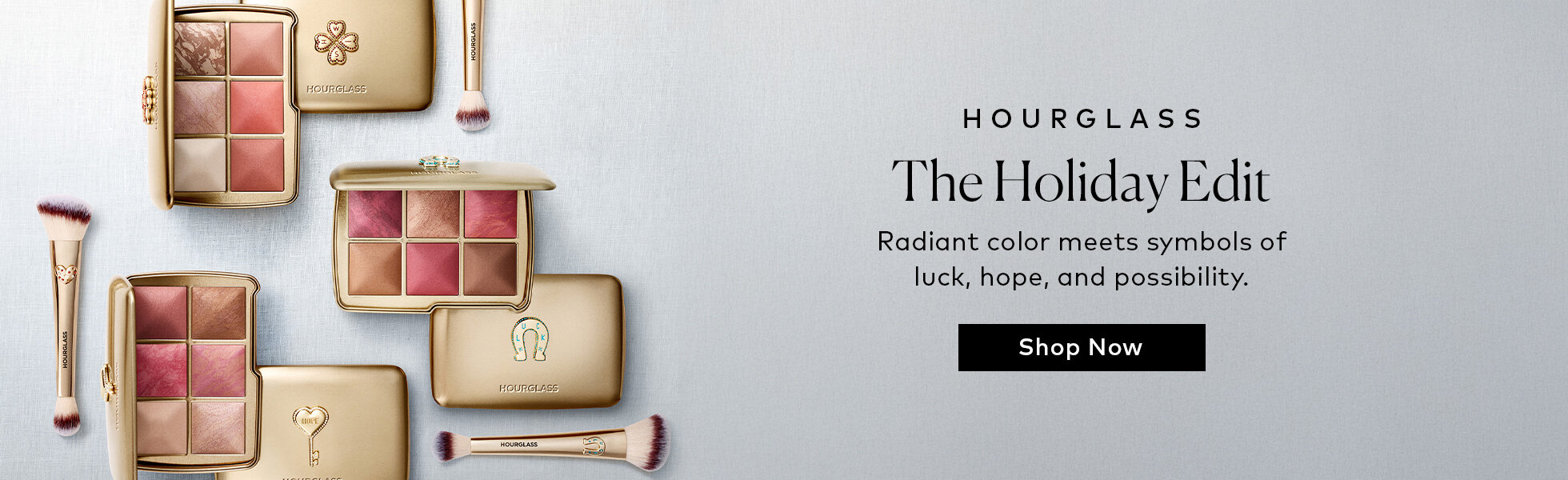 A limited-edition collection created in collaboration with Lauren Rubinski and inspired by symbols of luck, hope, and possibility. From collectible Ambient Lighting Edit Unlocked palettes to brushes and ready-to-gift sets, every piece is designed to bring a little more light to the season. Shop the new Hourglass Holiday Collection here at Beautylish.com