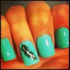 turquoise feather nails❤