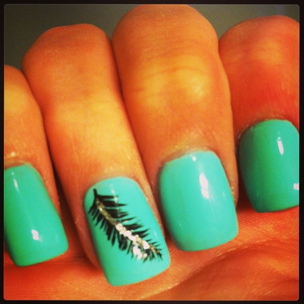 turquoise feather nails | Kirsten M.'s Photo | Beautylish