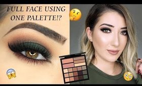 GREEN SMOKEY EYE MAKEUP TUTORIAL | FULL FACE USING ONE PALETTE!?