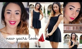 Get Ready With Me: Classy New Years Eve Party Hair Makeup + Outfit!