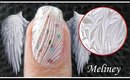 WATER MARBLE NAIL ART | WHITE FEATHER ANGEL WING DESIGN | EASY HOW TO STEP BY STEP TUTORIAL