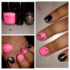 pink and black nails. 