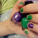 green and purple nails