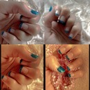 Blue glitter french manicure 