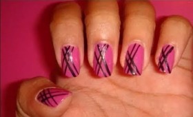 Pink and Black Plaid Nail Tutorial