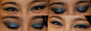 A blue look with a dust of Gold on it. (: 