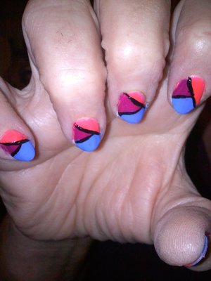 My attempt at Color Block nails