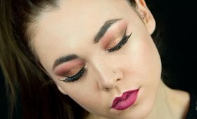 Burgundy and Golden peach eyes with ombre lips