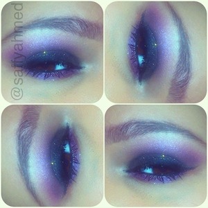 A purple galaxy glitter look