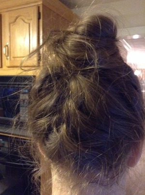 Sorry for the super frizzy hair! My camera picks up every bit of frizzy lol. I basically did a French braid into a bun