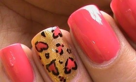 Heart Leopard nail art tutorial In french tip nails designs for beginners cute nail polish ideas DIY