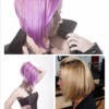 purple hair sharp a-line haircut hairstyle