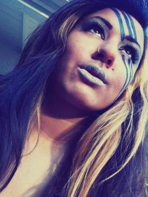 Ke$ha inspired make up with a Shimmery blue smokey eye, false lashes & glitter lips!