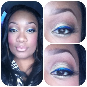 Used a blue liquid liner against neutral colored lid for a nice pop of color!