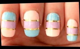 Simple Pastel & Gold nail art