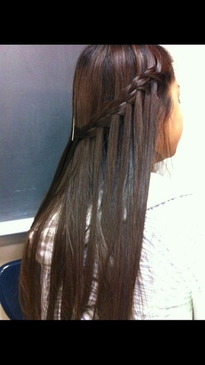 Water fall braid i did on my friend han's hair
