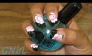 GNbL- White and Pink Roses on a Black French Manicure