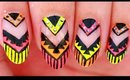 Bright Tribal nail art