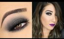 Grey Smokey Eye & Purple Lips Makeup Tutorial
