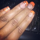 orange and silver strip nails for fall 