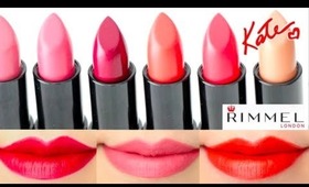 Rimmel Kate Moss Lipstick Swatches on Lips  6 colors