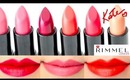 Rimmel Kate Moss Lipstick Swatches on Lips  6 colors