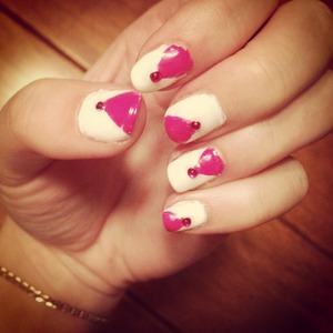 pink&white nails