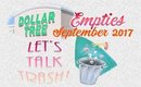 Dollar Tree Empties | Let's Talk Trash - September 2017 | PrettyThingsRock