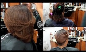 Silk Press on layered natural hair