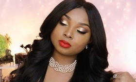 Classic Prom Make up tutorial -Gold eyes and Red Lips