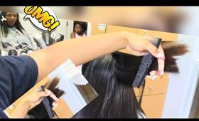 DETAILED SILK PRESS on LONG HAIR!!! The worst cut ever!!!!!!