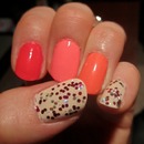 Pink to Coral Ombre with Glitter