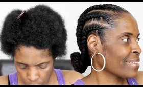 Feed in Braids on Short Natural Hair► Jumbo Cornrows on TWA