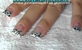 White Tip French with Teal Leopard Print: nail tutorial