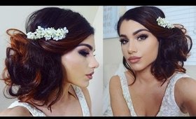 Full Coverage WEDDING Makeup Tutorial! + Romantic Bridal Bun Updo!