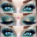 Elegant Glittery Coral and Pastel Green Smokey Eye Makeup