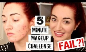 5 Minute Makeup Challenge FAIL?! Quickly Cover Acne & Scarring!