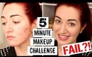5 Minute Makeup Challenge FAIL?! Quickly Cover Acne & Scarring!