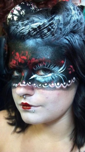 Halloween airbrush makeup with lace overlay
