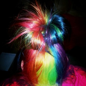 I dyed the bottom half of my hair rainbow and the top black.