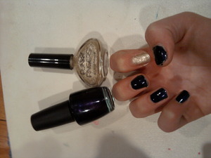 used opi's Russian Navy and funky fingers Gold Scales