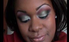 Shimmery Christmas Look *Green red and white*