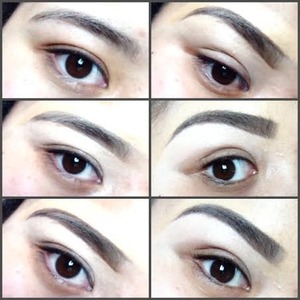 my eyebrow pictorial routine, starting from top left down, back up to top right and down. 